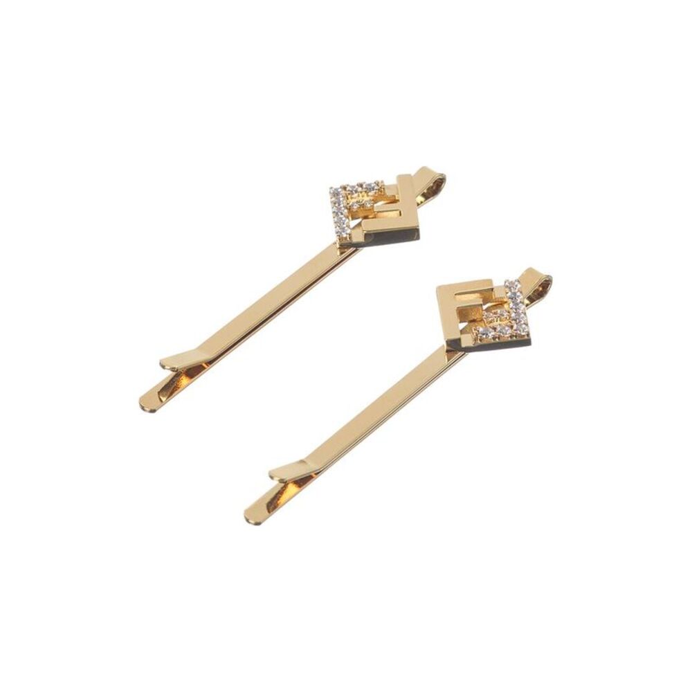 Fendi Hair Clips, Gold
